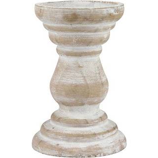 Stonebriar Antique White Wood Pillar Candle Holder Vintage Seaside Pillar Stand til spisebord Centerpiece sofabord Mantel eller ethvert bordplade