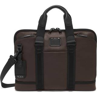 TUMI Alpha Bravo Acadamy Leather Brief Dark Brown
