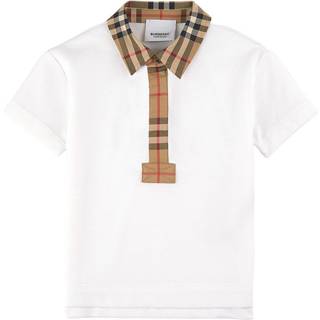Burberry Kids Baby Vintage Check cotton polo shirt - white - M 12