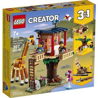 Lego -skaber 3in1 Safari Wildlife Tree House 31116 Building Kit med et huslegetøjsbiplan legetøj og katamaranlegetøj; Bedste bygningssæt til børn