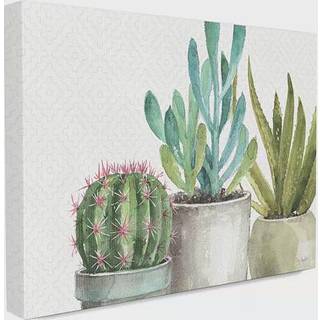 Stupell Industries Moderne Sukkulenter M?nster Gr?n Gr? Akvarelmaling Dekorative V?gbekl?dninger Flerfarvet