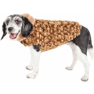 PET LIFE LUXE 'FURPAW' SHAGGY ELEGANT DESIGNER FUR HUNDCOOL - HUND JACK MED HOLK -AND -LOOP BELLY CAPLYSES - VINTERHOD COATS TIL Lille medium STO