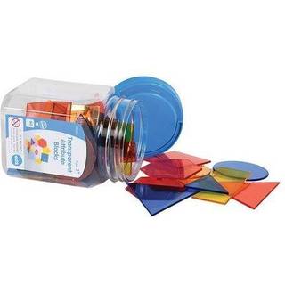 Edxeducation Transparent Attribute Blocks - Mini Jar S?t p? 60 - Farverige plastformer - Lysboks tilbeh?r - Sensorisk leg - Matemanipulativ til b