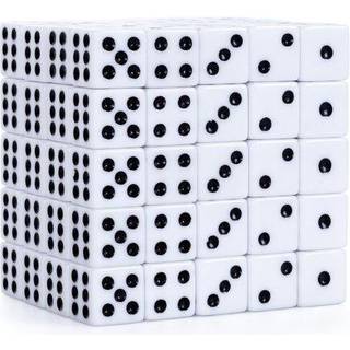 Brybelly GDIC -014 16 mm seks sidede terninger med klassisk hvid base & sorte pips - pakke med 100