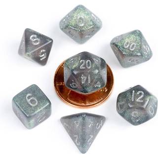 FanRoll Mini Dice Set Stardust Gray with Silver Numbers (7)