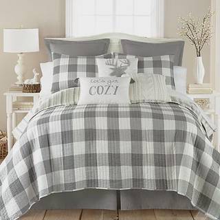Levtex Home - Camden Quilt Set -Full/Queen Quilt + To Standard Pillow Shams - Buffalo Check In Gray and Cream - Quilt St?rrelse (88 x 92 tommer)