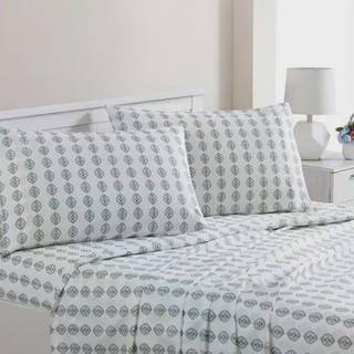 Moderne tråde trykt 4-delt ekstra bløde sengetøjsark og pudebetræk sæt dyb lomme op til 16 tommer madras Claire Queen