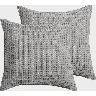 Levtex Home - Mills Waffle - Euro Sham (Sæt med to) - Grå - Sham Størrelse (26x26in.) Ingen indsats