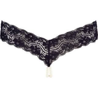 Skinnende herretanga med gennemsigtig indlæg (sort) - L