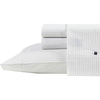 Nautica - Fuldt ark s?t bomuld Percale Bedding Set Crisp Cool Lightweight Breathable (Buoy Line Grey Full)
