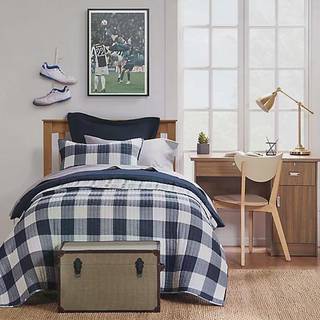 Levtex Home - Camden Quilt Set -Twin/Twin XL Quilt (68 x 86 tommer) + En standardpudefus (26 x 20 tommer) - Buffalo Check In Navy and Cream - Rev