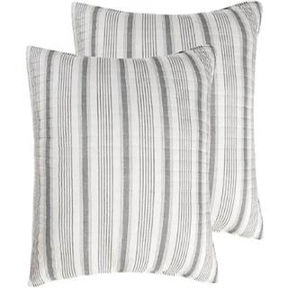 Levtex Home - Camden - Euro Shams (S?t med 2) - Quilt Back Stripe - Subtile Famhouse Stripe - Gr? og fl?de - (26x26in.) Ingen indsats