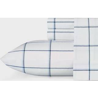Nautica - Queen Sheet Set Cotton Percale Bedding Set Crisp & Cool Lightweight & Breathable (Plot Blue Queen)