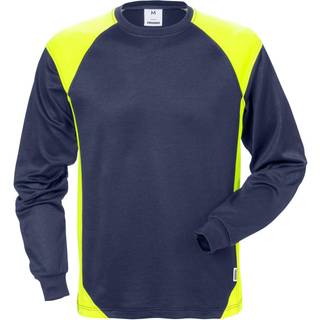 Fristads 129025 Langærmet T-shirt 7071 THV / Arbejds T-shirt Marine/Hi-Vis gul 3XL