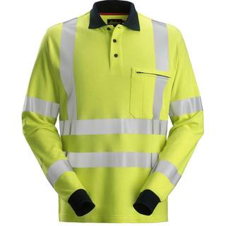 Snickers 2661 protecwork, high-vis langærmet polo shirt, klasse3 gul/navy 3XL