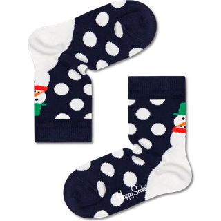 Navy Snowman Socks | Merry Christmas Kids Crew Socks - Navy, White, Red, Green, Orange - 12-24 Months