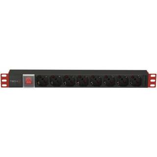 TECHly Professional I-CASE STRIP-81UD Strømfordelingsenhed 8-stik 16A Sort Rød 3m