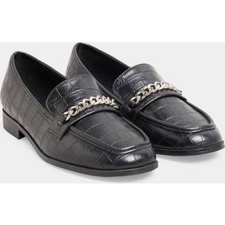 Lts Black Croc Chain Detail Loafers In Standard Fit Standard > 12 Lts | Tall Women's Loafers - Standard 12