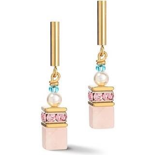 Coeur De Lion Gold Tone Pearl and Pastels Cubed Earrings - Gold - Pink