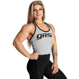 Rib Crop T-back, light grey melange, large