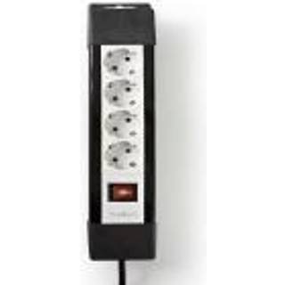 Nedis Udvidelse Socket | Stikprop med sidebens jord / Type F (CEE 7/7) | 4-vejs | 3.00 m | 3680 W | 16 A | Slags jordforbindelse: Sidekontakter | 230 V AC 50/60 Hz | Kontakt Vinkel: 45 ° | H05VV-F 3G1.5mm² | Indbygget on/off-knap (tænd/sluk) | Hvid / Sort