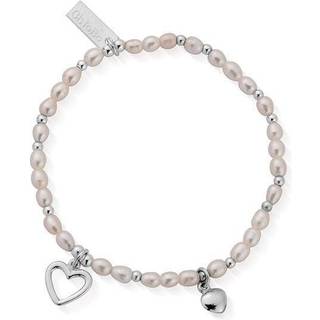 ChloBo Silver Forever Love Pearl Bracelet - Silver - 18cm