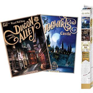 ABYstyle - HARRY POTTER Set 2 Chibi Posters Retro Hogwarts & Diagon Alley - Plakat