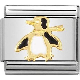 Nomination Classic - TIERE - WASSER Edelstahl, Email und 18K-Gold (Pinguin) - weiß