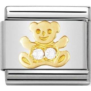 Nomination Classic - TIERE - LAND Edelstahl, 18K-Gold und Cubic Zirc. (Bar WEISS) - gold