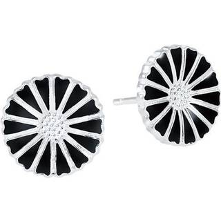 Lund Copenhagen Marguerit ørestik Sølv 11 mm Sort emalje