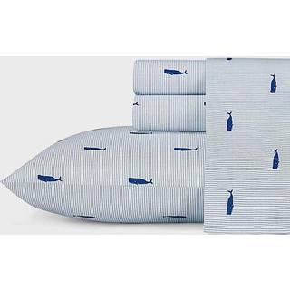 Nautica - Twin Sheets Bomuld Percale Senges?t Fuldt elastisk Ideel Sovesal Essentials (Whale Stripe Blue Twin)