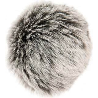 Kunstfellbommel Premium grau-silber 10cm - Grau, Silber
