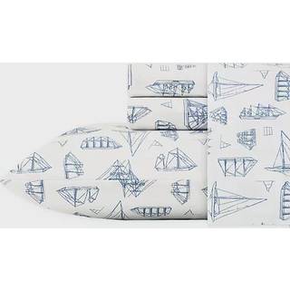 Nautica - Sheet i fuld st?rrelse s?t bomuld Percale Bedding Crisp & Cool Coastal Home Decor (Whitewood Sail Blue Full)
