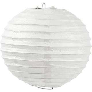 Rund Rispapirlampe 35 cm - Hvid med Metalstativ
