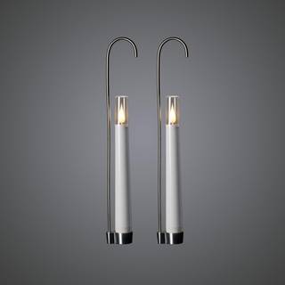 Outlet: Hængende LED Stearinlys Med Fjernbetjening i Hvid - 2-pak