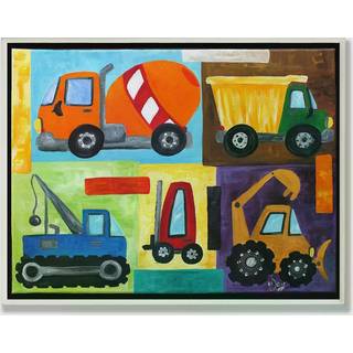 Kids Room af Stupell Construction Trucks Rectangle Wall Plaque Set 11 x 0,5 x 15 stolt fremstillet i USA