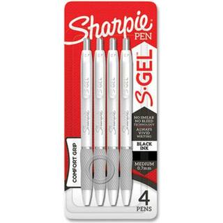 Sharpie S-gel pen hvid t?nde medium punkt 0,7 mm sort bl?k 4 pakke