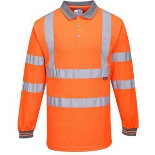 Hi-Vis Polo-shirt med lange ærmer - Orange (Størrelse: M)