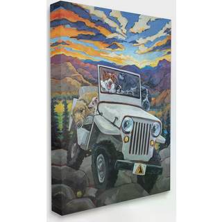 Stupell Industries Dogs Off-Roading Desert Drive Mountain Sunset Design af CR Townsend