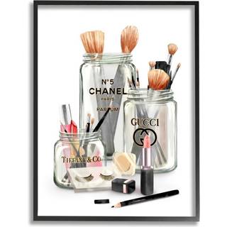 Stupell Industries Fashion Brand Makeup in Mason Jars Glam Design Framed Giclee Art Design af Ziwei Li