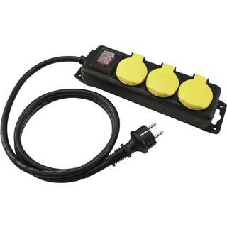 Stikdåse med 1,4 meter kabel. 1.5 mm². 3 Schuko stik. IP44