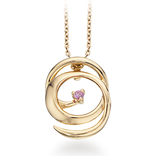 Scrouples halskæde med pink safir i 14 kt guld m/forgyldt kæde