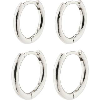 Pilgrim LEAF 2-i-1 sæt huggie hoops sølvbelagt