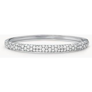 MK Precious Metal-Plated Sterling Silver Pavé Logo Bangle - Silver - Michael Kors - ONE SIZE