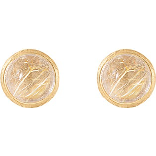 OLE LYNGGAARD COPENHAGEN Lotus 18 kt guld ørestikker med rutilkvarts