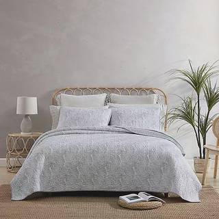 Tommy Bahama - Queen Quilt Set Reversible Cotton Sovev?relsesindretning med matchende shams kystsengd?e med struktureret omvendt (n?dlidende vand