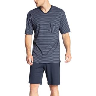 CALIDA Herren Pyjama blau Jersey-Baumwolle Gemustert