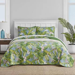 Tommy Bahama - King Quilt Set Reversible Cotton Bedding With Matching Shams Coastal Home Decor for All Seasons (Aregada Dock Green/Sky Blue King)