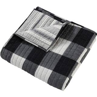 Levtex Home - Camden - Quilted Throw - (50 x 60 tommer) - Buffalo Check In Black and Cream - Reversible m?nster - Bomuld