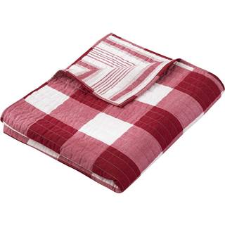 Levtex Home - Camden - Quilted Throw - (50 x 60 tommer) - Buffalo Check In Red and Cream - Vendbar m?nster - Bomuld